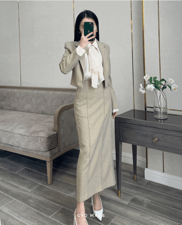 Áo Blazer Lửng Màu Bố Tiêu